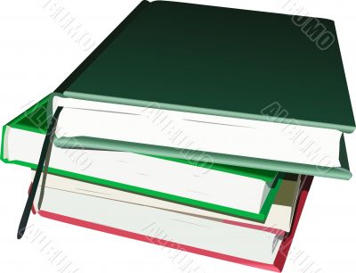 Books on white background