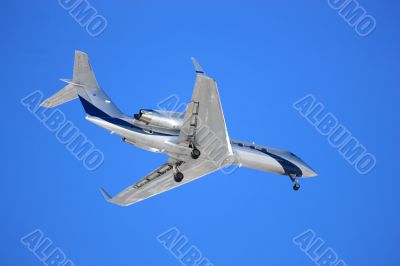 Landing Aeroplane on a blue background