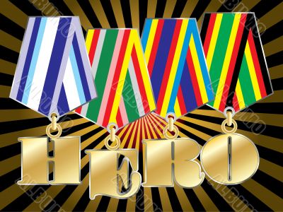 abstract vector military awards with hero word