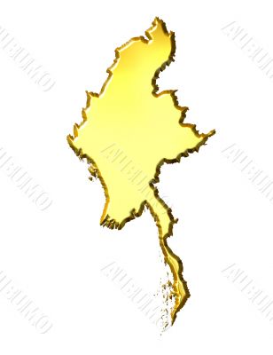 Myanmar 3d Golden Map