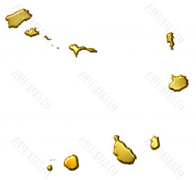 Cape Verde 3d Golden Map