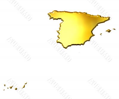 Spain 3d Golden Map