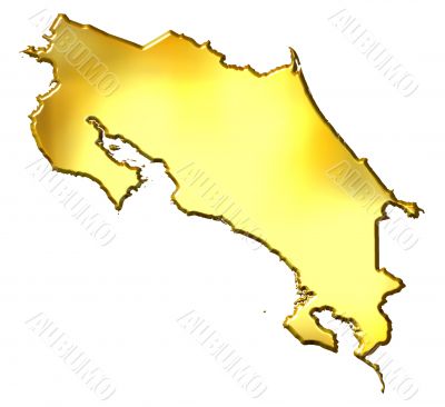 Costa Rica 3d Golden Map