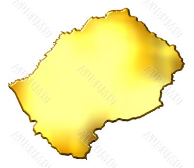 Lesotho 3d Golden Map