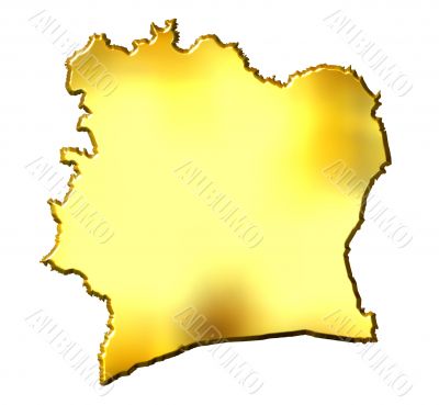 Ivory Coast 3d Golden Map