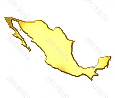 Mexico 3d Golden Map
