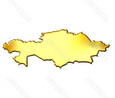 Kazakhstan 3d Golden Map