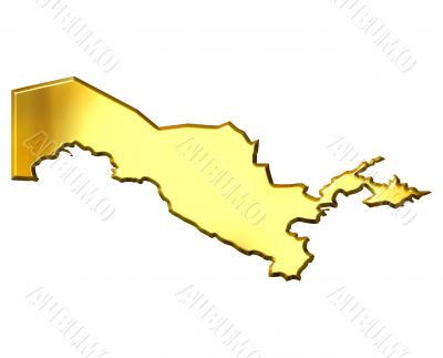 Uzbekistan 3d Golden Map