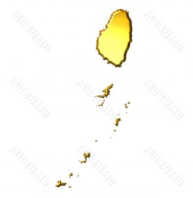 Saint Vincent and the Grenadines 3d Golden Map