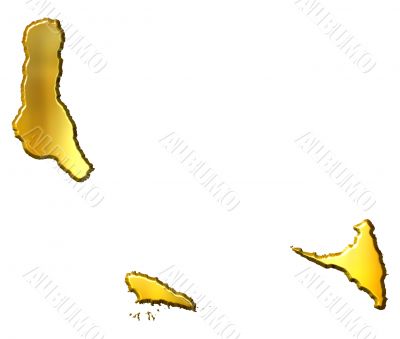 Comoros 3d Golden Map