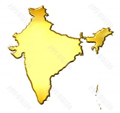 India 3d Golden Map