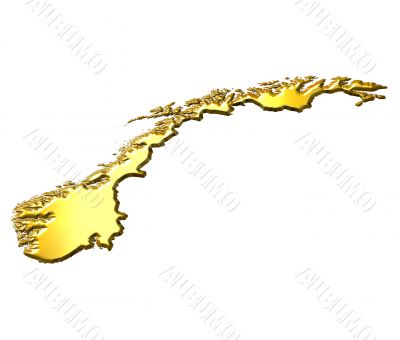 Norway 3d Golden Map