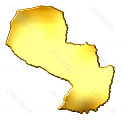 Paraguay 3d Golden Map