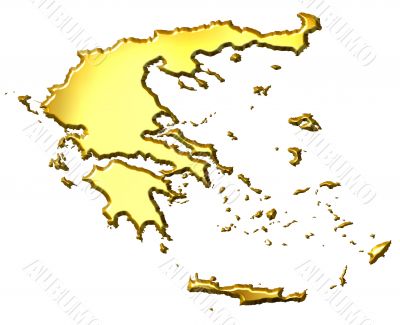 Greece 3d Golden Map