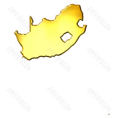 South Africa 3d Golden Map