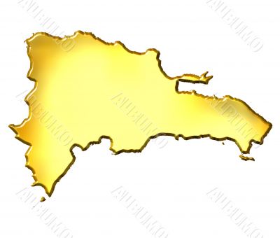 Dominican Republic 3d Golden Map