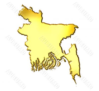 Bangladesh 3d Golden Map