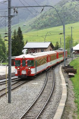 Train passing a village