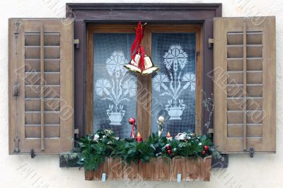 Window with christmas decoration