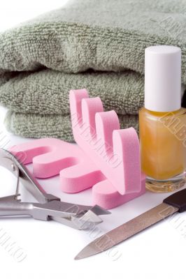 pedicure beauty set and towel