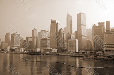 Hong Kong Skyline sepia