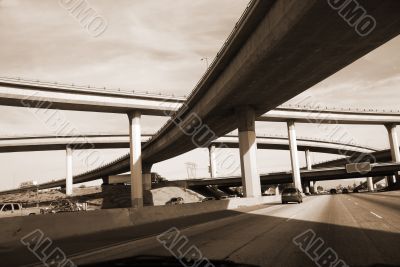 Overpass America Freeway System sepia