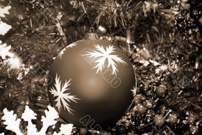 Christmas Decoration Red Textured Baubles sepia