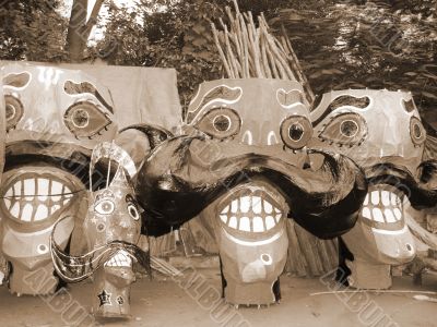 Ravana preparation on Dussehra sepia