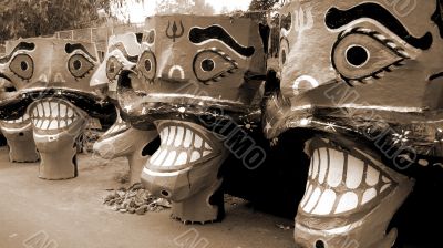 Ravana head effigies sepia