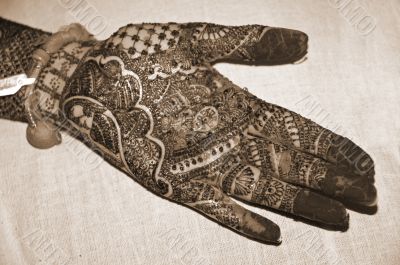 Henna Tattoo on Hands sepia