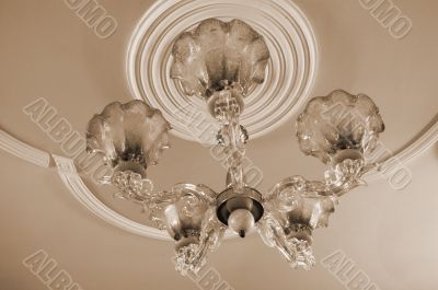 Chandelier with lights sepia