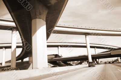 Overpass America Freeway System sepia