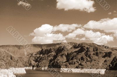 Clouds on Lake Mead sepia