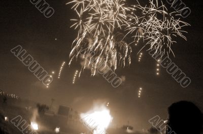 Fireworks Watching sepia