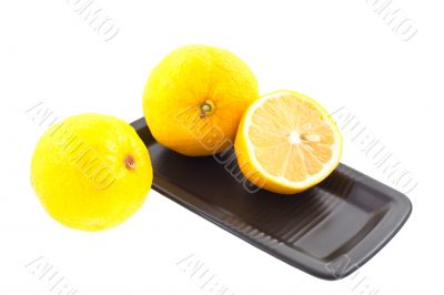 two lemons with a half