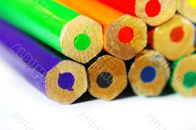 Color pencils on white background