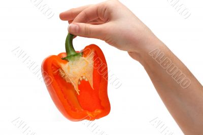 Cut bulgarian pepper on palm part two