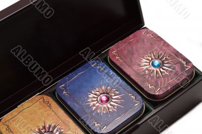 Box with tea, iron packing variant four