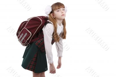 Schoolgirl is tired. Education