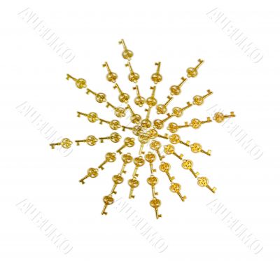 Golden Antique Keys Starburst