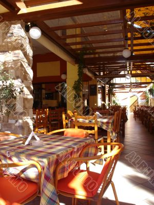 Cover terrace of greek taverna
