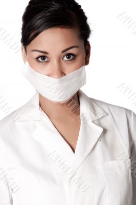 Beautifull Indonesian nurse ready for examining