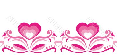 Seamless ornament with pink hearts