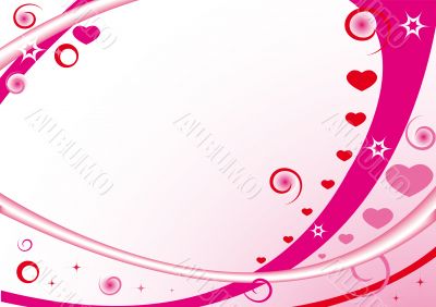 Pink frame with hearts, stars, circles