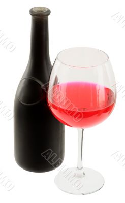 Dark glasses wine bottle and goblet