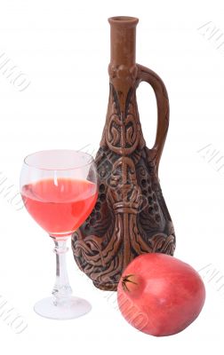 Still-life with a glass of wine and a bottle