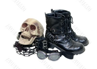 Macabre gothic leather items