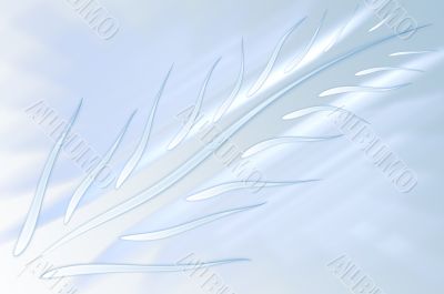 Light blue abstract background with feather