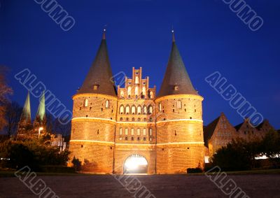 Famous gate Holstentor in Lubeck, Germany