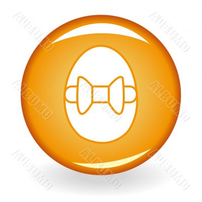 Glossy orange button with egg